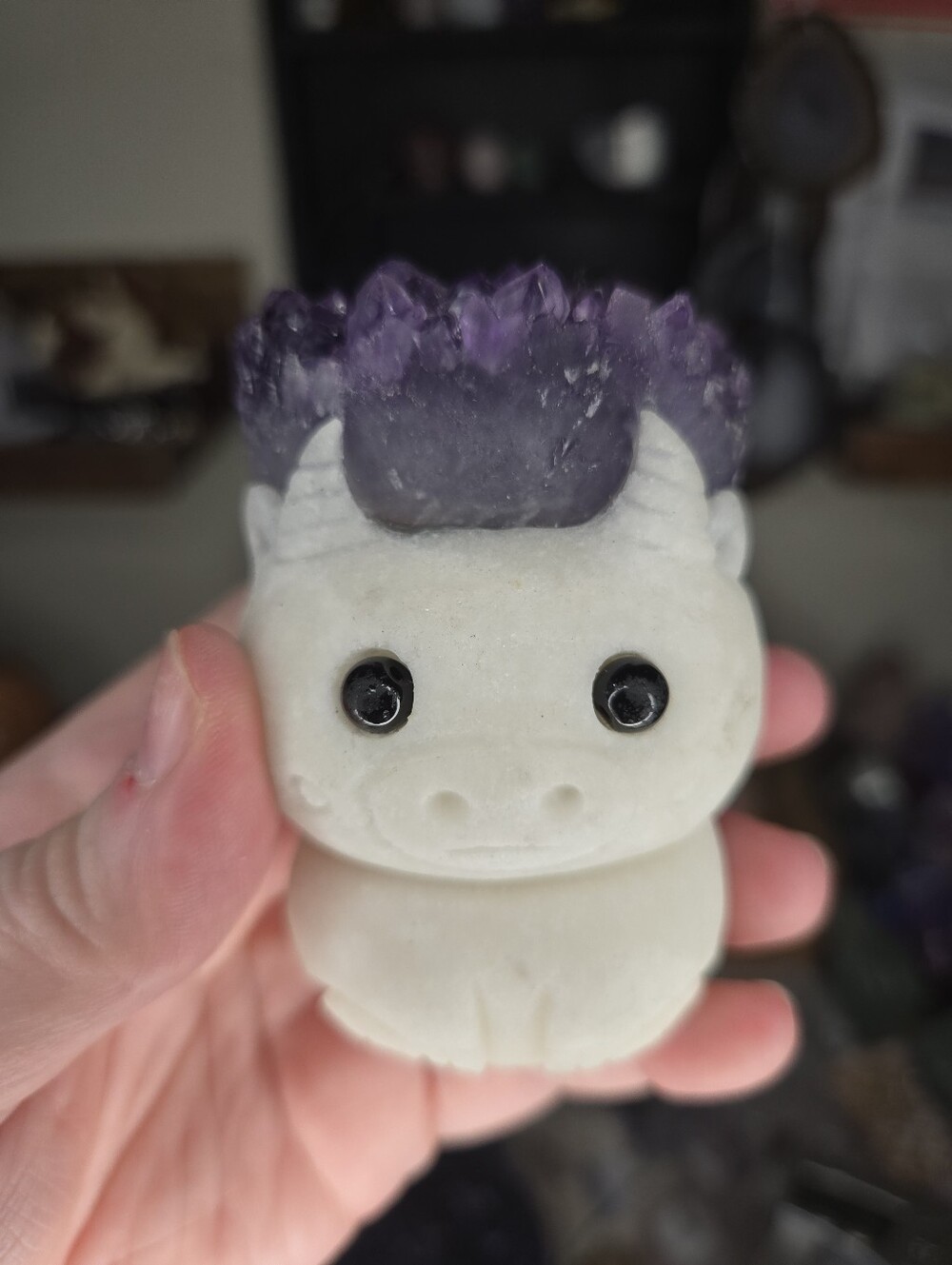 Bull Cow Amethyst Cluster Carving Buddy